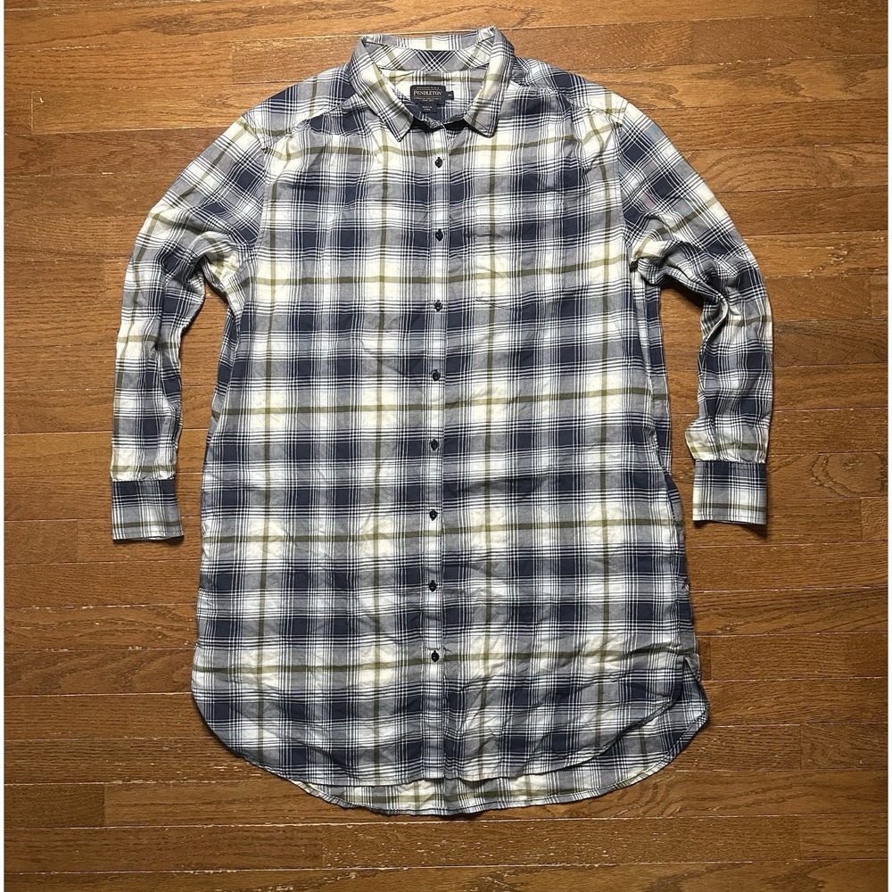 Pendleton Women's Flannel Shirt Dress XL Plaid Side Pockets Knee Length‎
